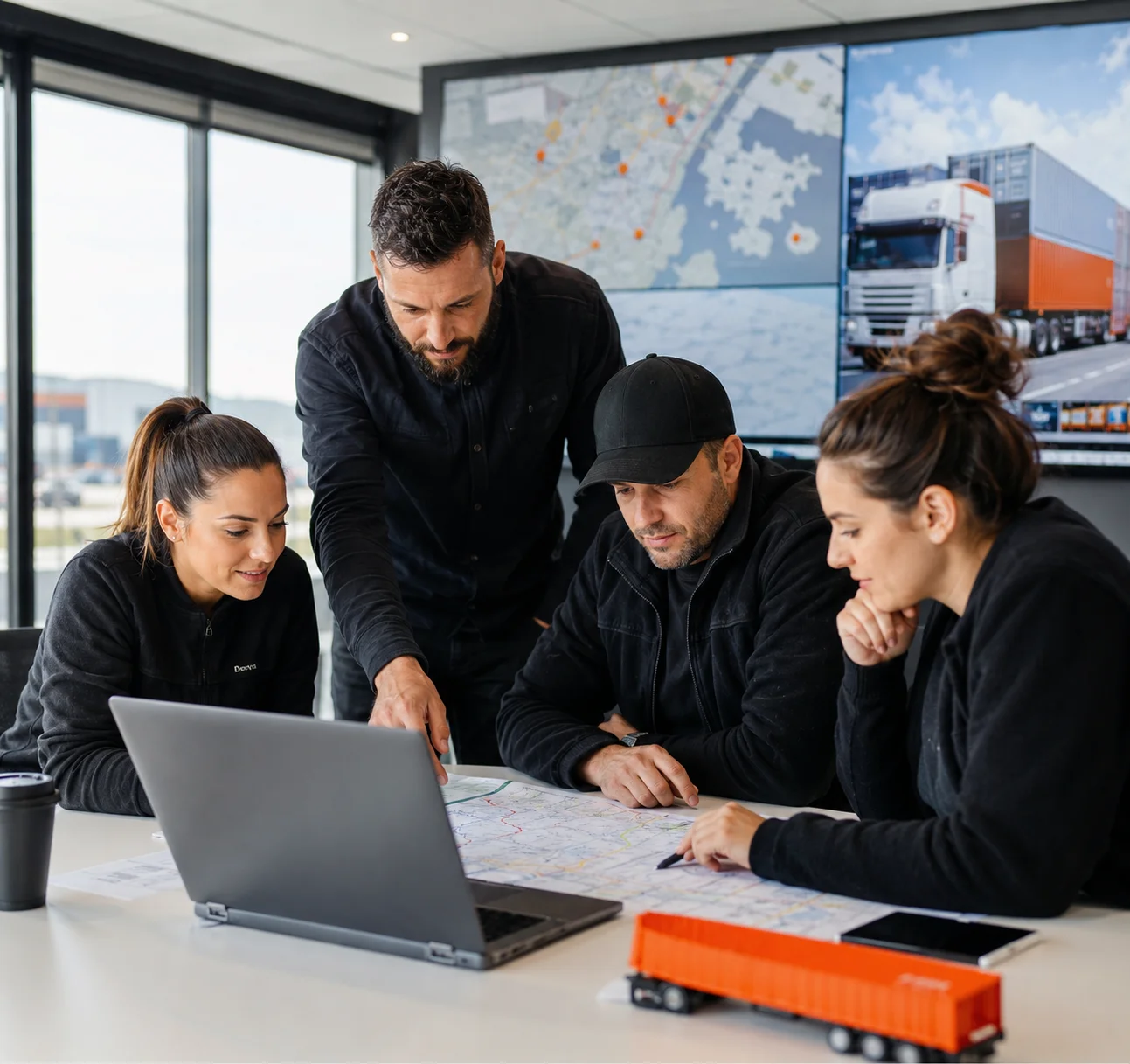 Warehouse operator coordinating goods movement